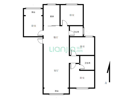 东城国际好楼层四室二厅双卫164平方有证满五住宅-户型图