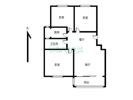 馥泽园南区电梯洋房 三房 有地暖 家具家电齐全-户型图