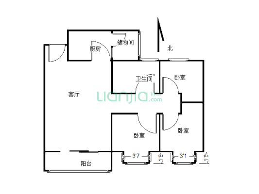 恒大珺睿府，三室两厅，户型方正，可随时看房-户型图