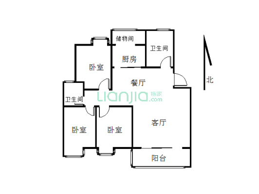 佳田塞纳城，2楼，三室两厅，精装修-户型图