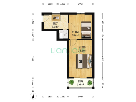 广瑞二村 2室1厅1卫 45平方