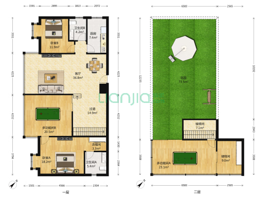 星光大道C区 4室1厅2卫 144平方