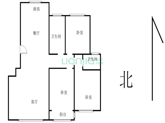 三室两厅两卫，，户型方正，，，中间层，，看房约-户型图