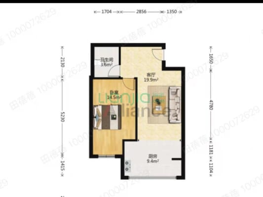 朝阳一居 楼层好 拎包入住 证满税费低 欧式建筑社区-户型图