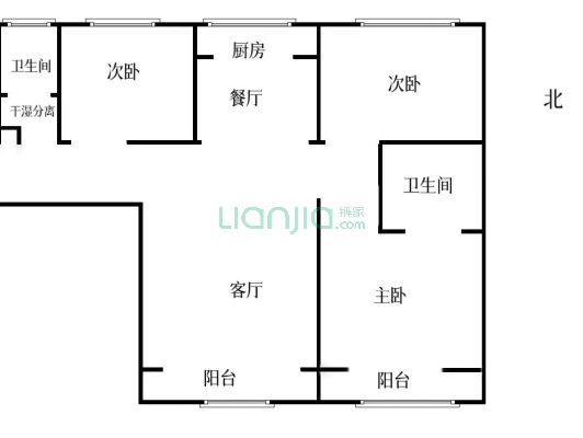 涿州孔雀城悦澜湾 3室1厅 南 北-户型图