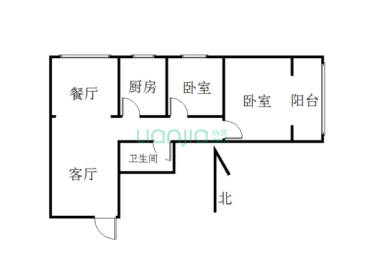 御景龙庭 77.7平 两室 精装 有证可贷款-户型图
