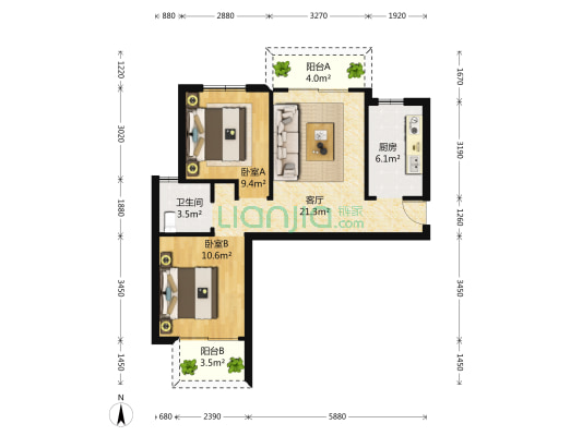 盛华景苑 2室1厅1卫 82平方