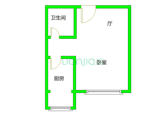 紫竹园 1室1厅 南-户型图