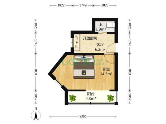 莫愁路 1室1厅1卫 37平方