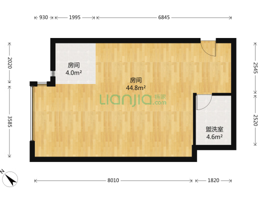 绿地缤纷城A栋 1室0厅 东南