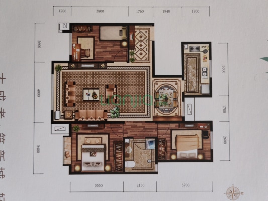 三利中和城二期B区 3室2厅 南 北-户型图