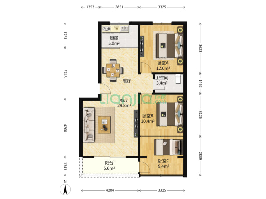 泰和花园 3室1厅1卫 94平方