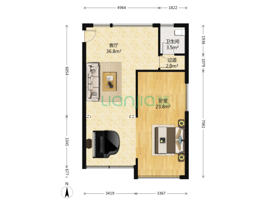 城中城 1室1厅1卫 108平方