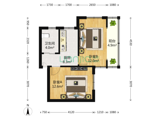 武康路8号 2室0厅1卫 58平方