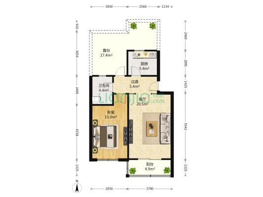 三教堂新村 1室1厅1卫 74平方