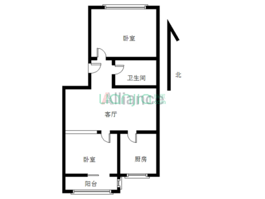 火车站 南北通透两居 带地下室靠谱出售-户型图