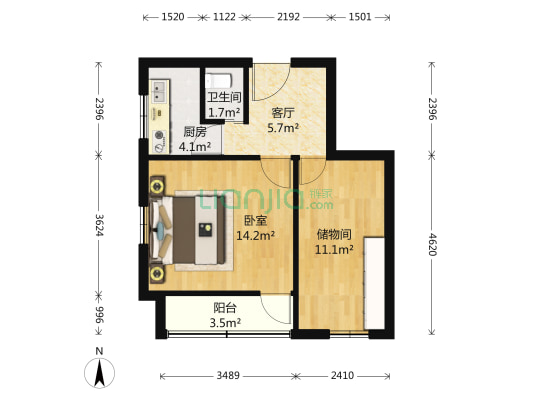 红星养鸡场宿舍楼 1室1厅1卫 51平方