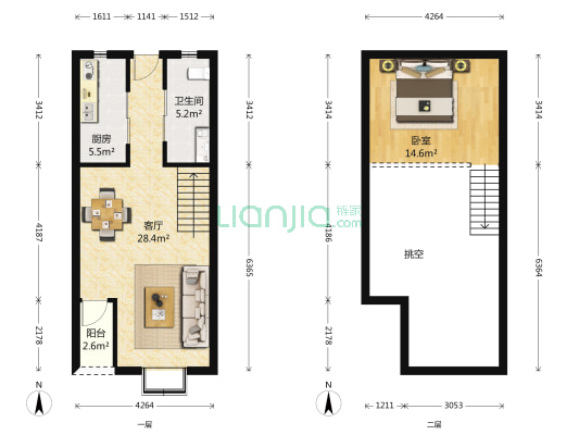 品臻国际公寓 1室1厅1卫 55平方