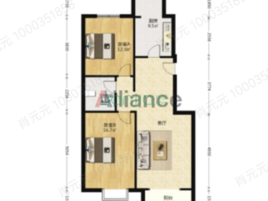 幸福嘉园 2室1厅 南 北-户型图