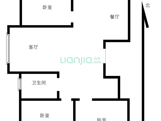 京汉六期 电梯高层 三居室 精装修 拎包入住 看房方便-户型图