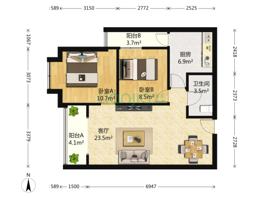 西都会 2室1厅1卫 79平方