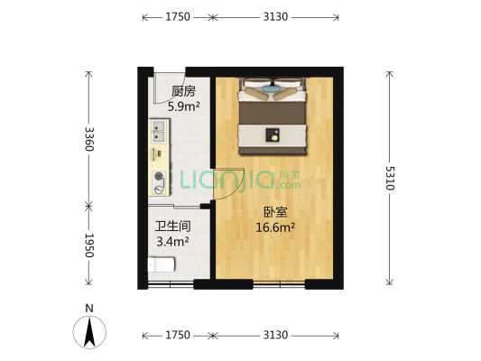 天山四村 1室0厅1卫 34平方