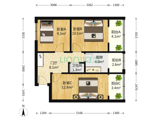 指挥街50号 3室0厅1卫 60平方