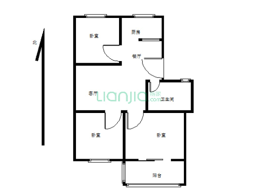 北关君临天下小区 精装修可以拎包入住  三居室-户型图