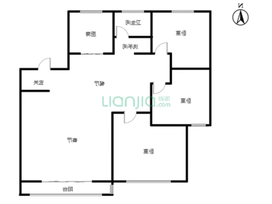 永安小区 3室2厅 北 南-户型图