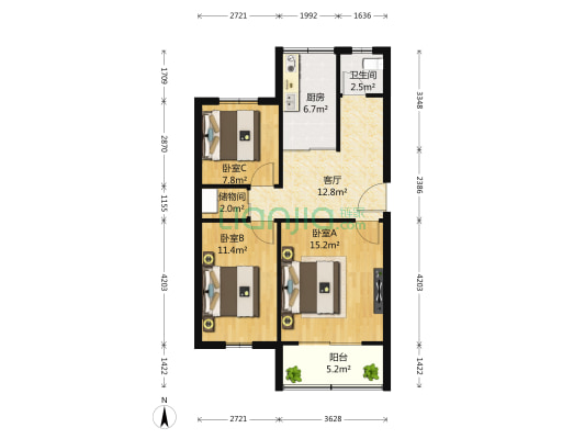 长虹路445号 3室1厅1卫 79平方