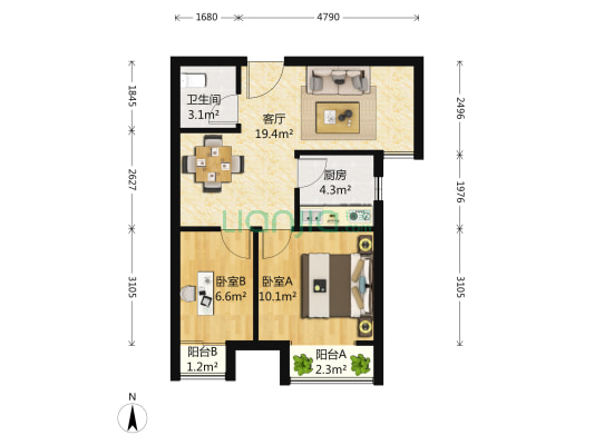 黑山A3区 2室1厅1卫 62平方
