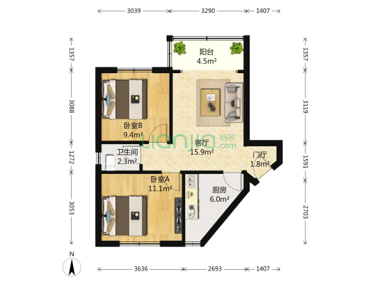 肖家河巷 2室1厅1卫 70平方