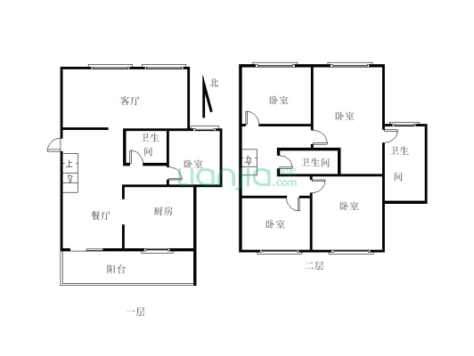 两江嘉苑 5室2厅 东南-户型图