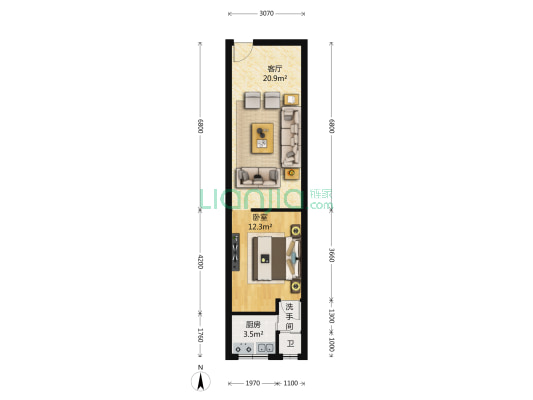 中兴路814号 1室1厅1卫 42平方