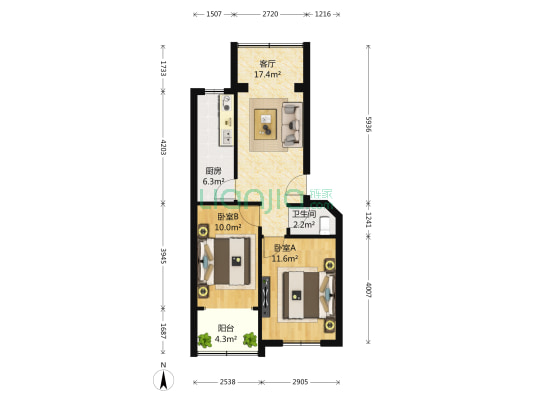 南湖新村 2室1厅1卫 65平方