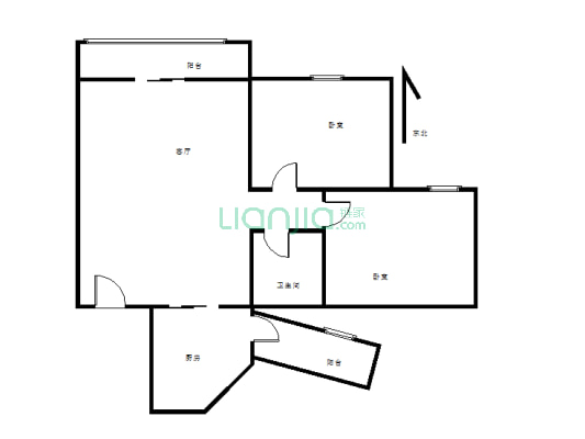 大两室 可以弄个小三房  户型方正，中高楼层-户型图
