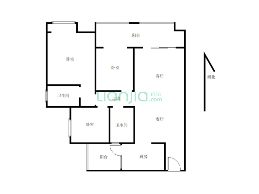 品质小区经典3房   好楼层 使用面积大 采光好-户型图