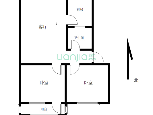 2室1厅，有证～一梯两户～2卧朝南～房东诚意-户型图