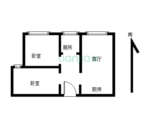 吉首精装电梯房两居室 住家出租都合适-户型图