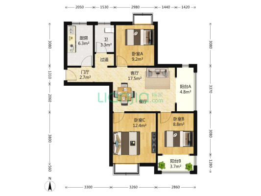 香堤澜湾 3室2厅1卫 0平方