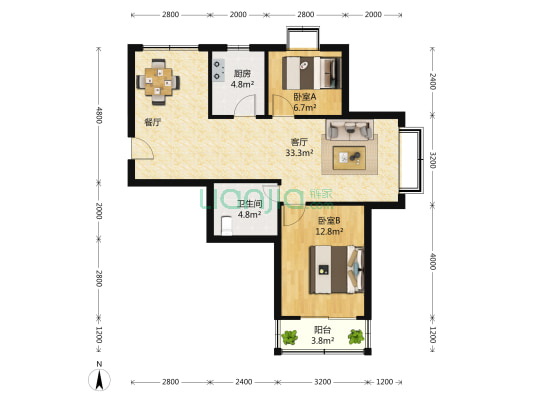 承安翡翠公馆 3室2厅2卫 91平方