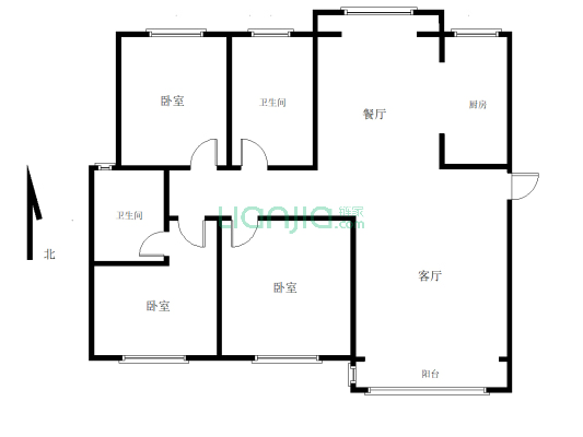 建业春天里三室两厅两卫出行方便户型方正居住方便舒-户型图