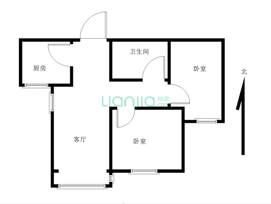 兴隆天瑞城二期纯南两居户型方正-户型图