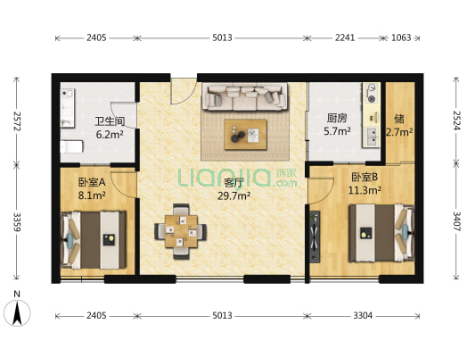 阳光御景花园 2室1厅1卫 82平方