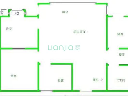 迎宾小区北区社区 3室1厅 南 北-户型图