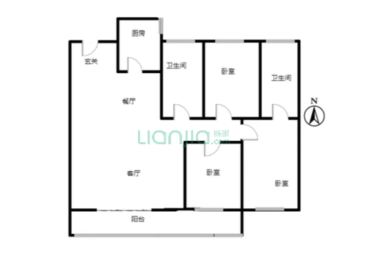南北通透格局 楼层好 视野宽阔 配套设施齐全-户型图