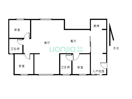 龙源府邸精装4房双卫诚心出售，拎包入住-户型图