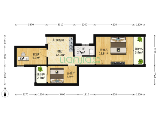 政本路350弄 3室1厅1卫 62平方