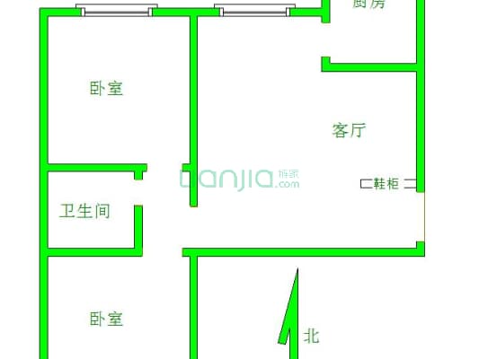 晨巍佳欣 2室1厅 南-户型图