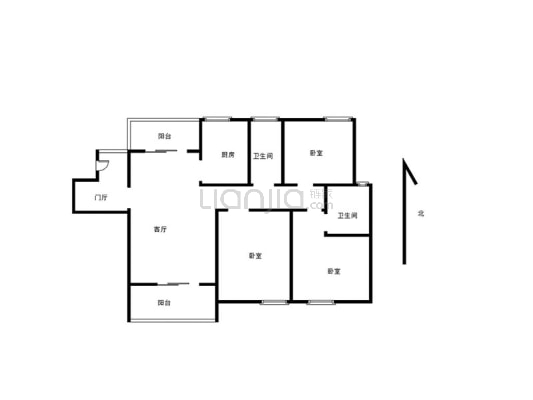 银泰红城 全新毛坯 3室2厅2卫 带车位 南北通透 好楼层-户型图